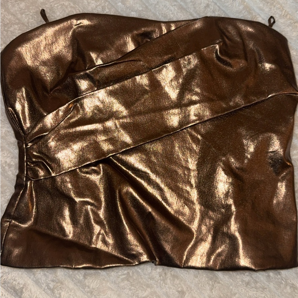 ZARA Metallic Bronze Strapless Top – Size M (Never Worn)